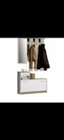 Garderobenset mit Spiegel und Schuhschrank weiss/Holzoptik