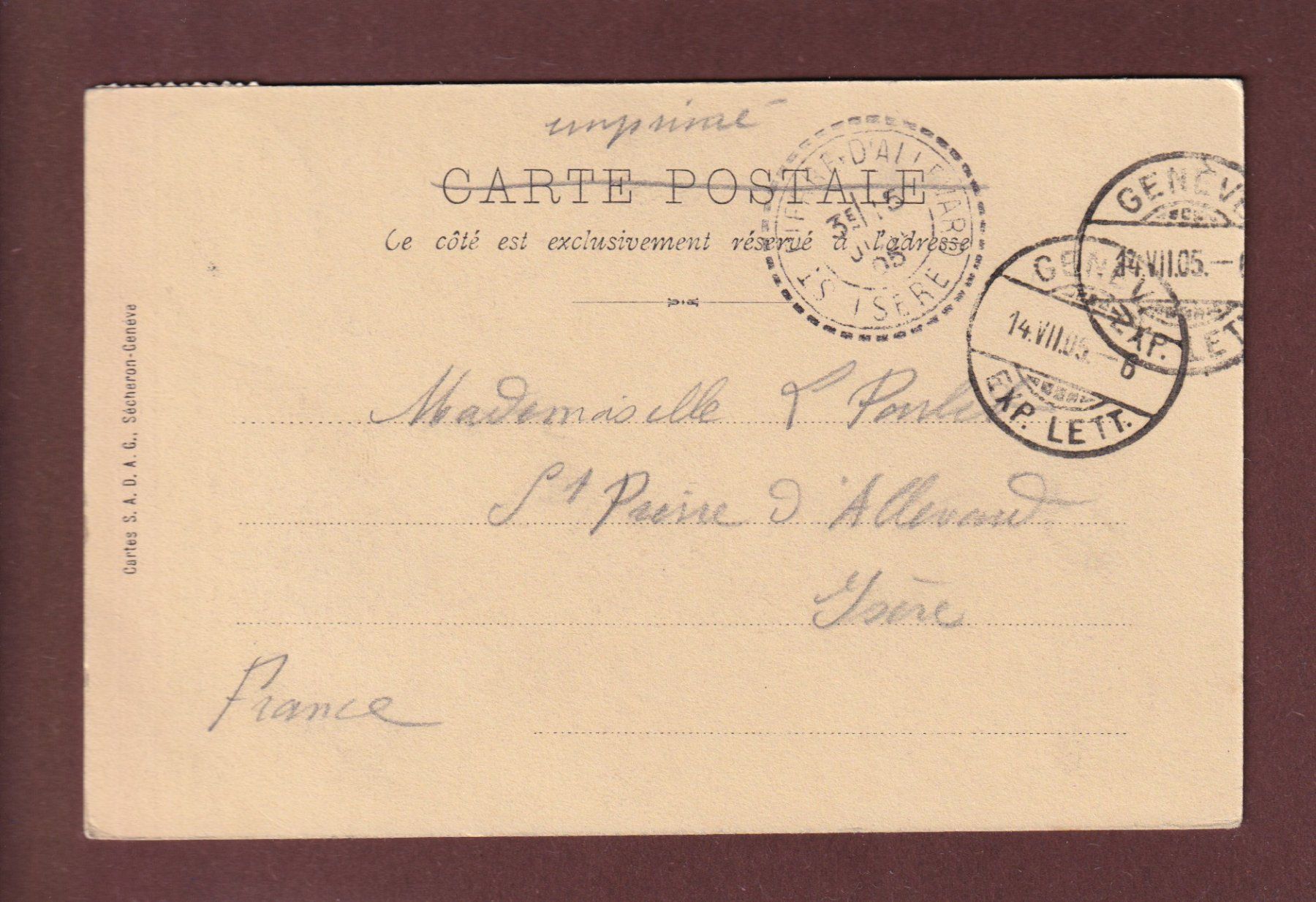 Cartes postales: GENEVE - Quai de la Poste - 1905 – D'occasion à Pully par nicecards 1