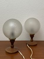 2x vintage Glaskugel Tischlampe Nachttischlampe Luftbläschen