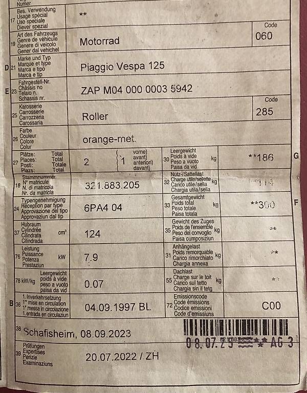 Strada: Vespa zu verkaufen – Usato da Muhen venduto da Dragonlady69 2