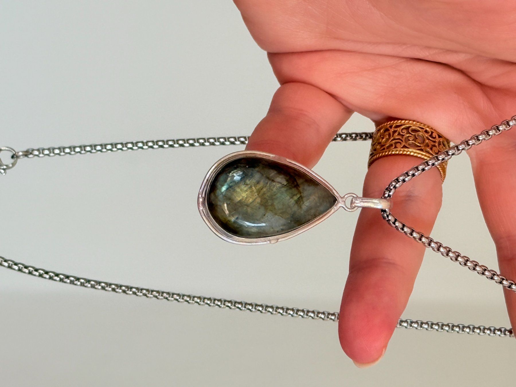 Ketten: Collier labradorite, neuf, jamais porté! – Neu und originalverpackt aus Genève von AGBERG 5