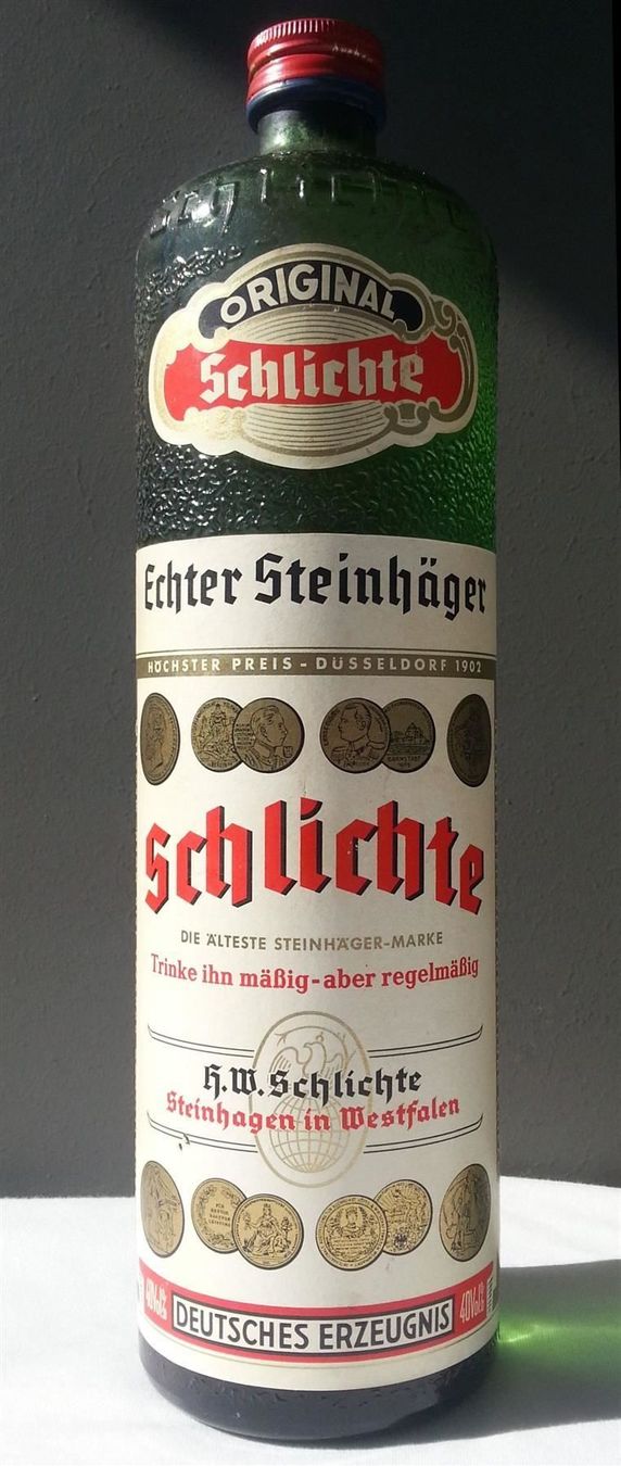 Spirituosen: Alkohol Echter Steinhäger 1960-70, Original Schlichte, DE – Neu und originalverpackt aus Oberriet SG von ganesh435
