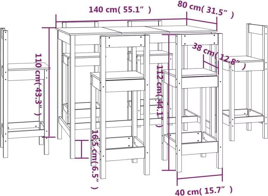 Vidaxl Tische: Bartisch mit 6 Hocker – Gebraucht aus Herisau von rog_rtz8 2