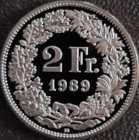 2 Franken 1989 pp / aus Münzsatz / in einer Münzkapsel