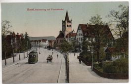 BASEL Steinenring mit Pauluskirche - Strassenbahn, Tram