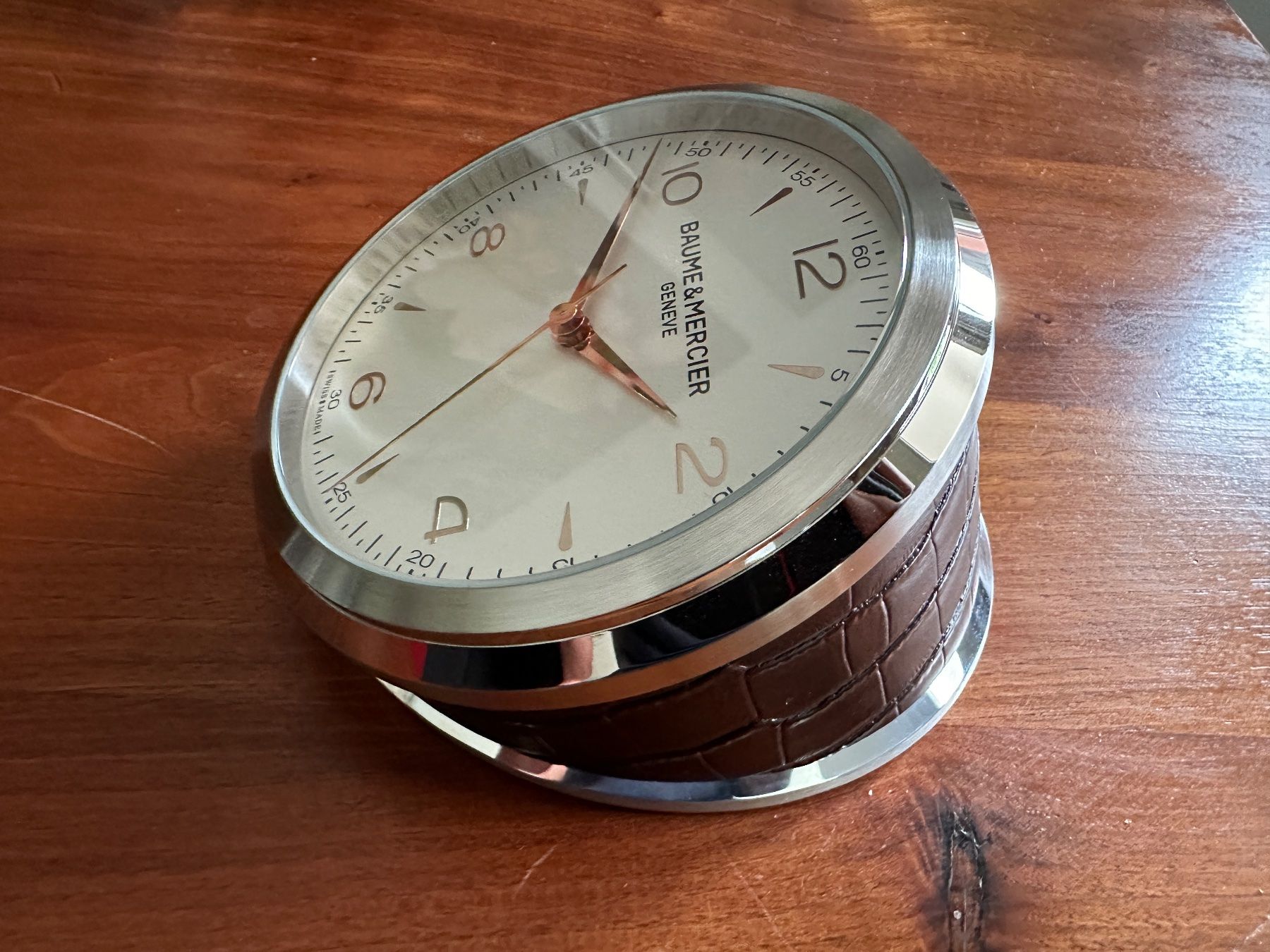 Baume & Mercier Orologi da terra & Orologi da parete: Baume & Mercier Tisch Uhr Edelstahl – Usato da Neunkirch venduto da neunkirch66 1
