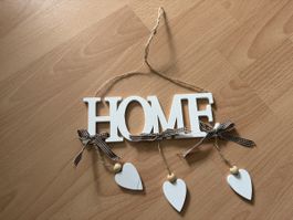 HOME Deko Hänger Holz mit Herzen zum aufhängen, Neu!