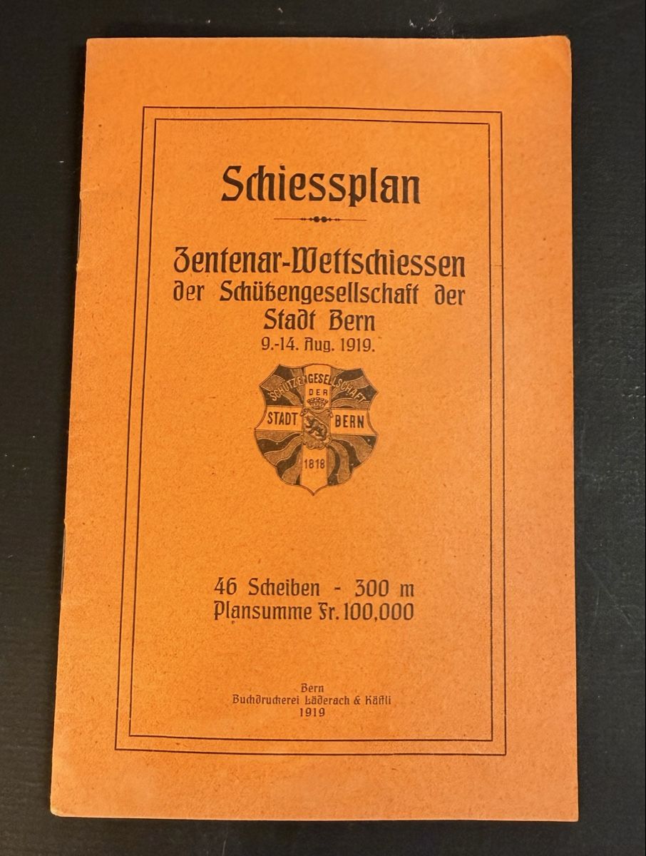 Bücher: SCHIESSPLAN Zentenar Wettschiessen Bern 1919 – Gebraucht aus Bern von felberunderground