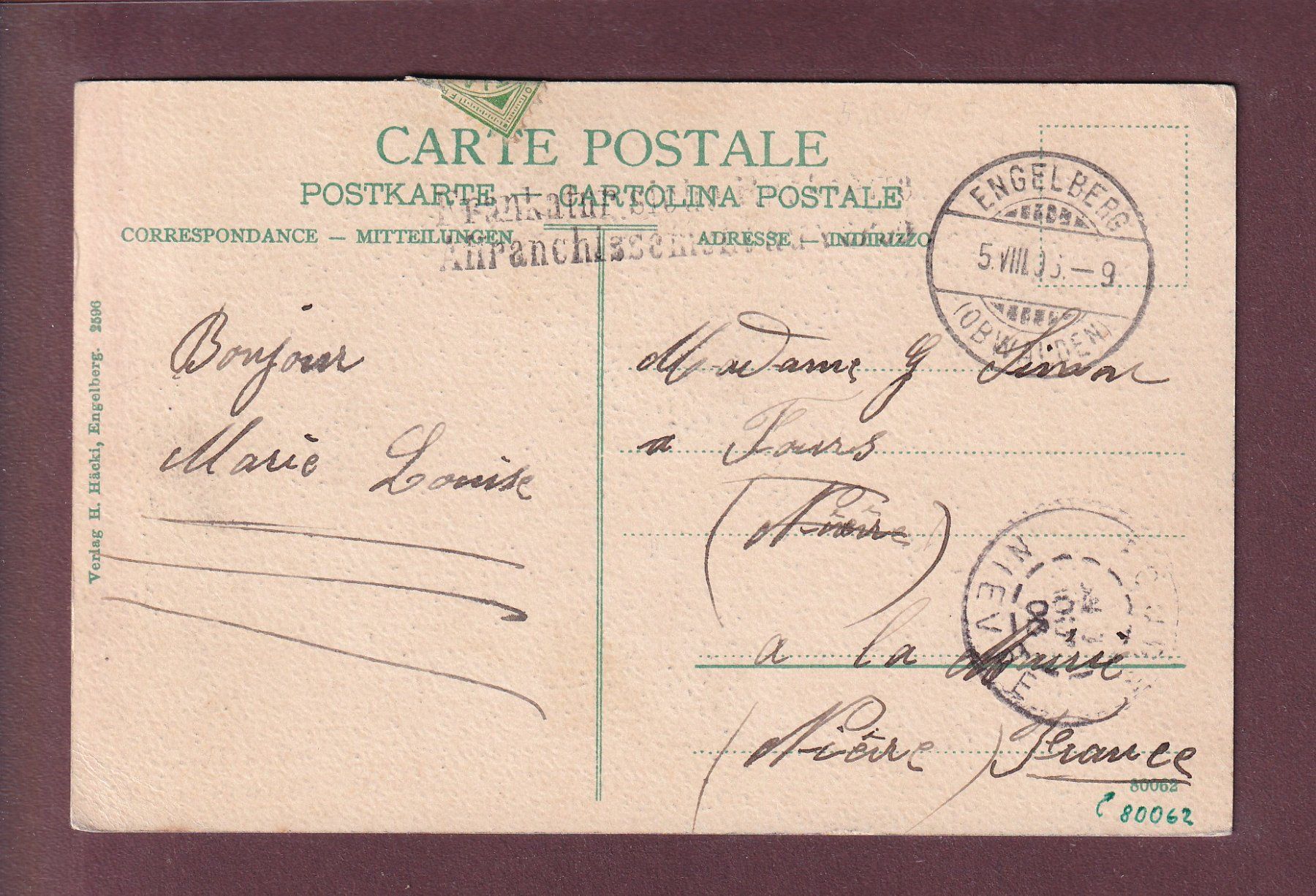 Ansichtskarten: ENGELBERG - Juchlipass - 1905 – Gebraucht aus Pully von nicecards 1