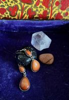 Tropfen Ohrringe mit orangefarbenen Steinen, Herbst Chic