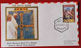 SPANIEN VATIKAN FLUGPOST FLUG PAPST OVIEDO ROM 1989