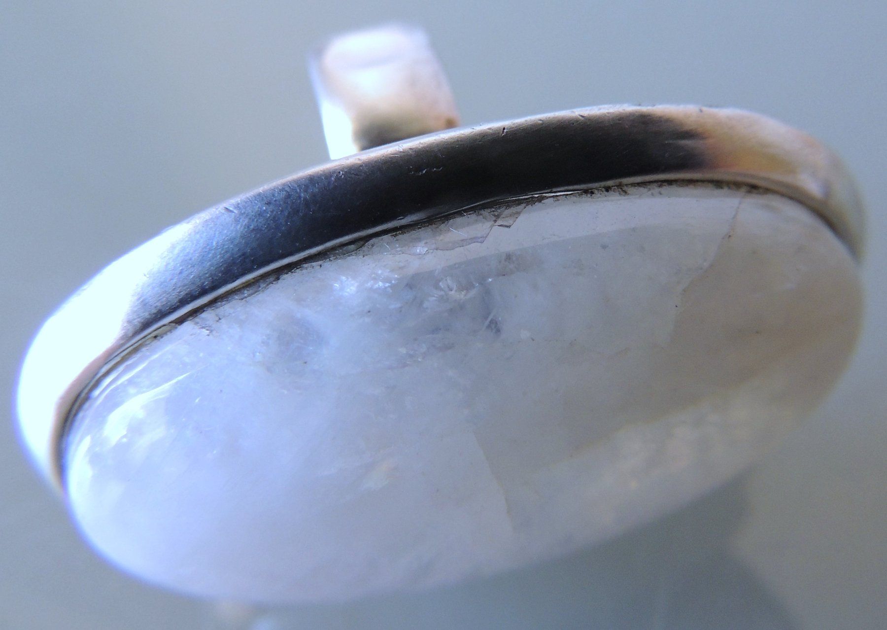 Anelli: Großer Silber 925 Rainbow Moonstone Fingerring Gr. 58 – Usato da Waldenburg venduto da schaller707 5