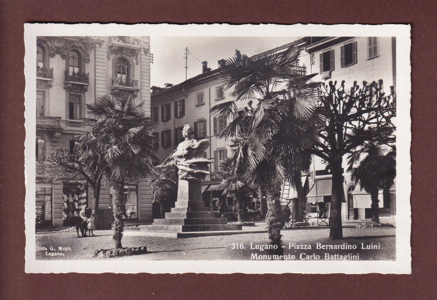 Ansichtskarten: LUGANO - Piazza Bernardino Luini – Gebraucht aus Pully von nicecards