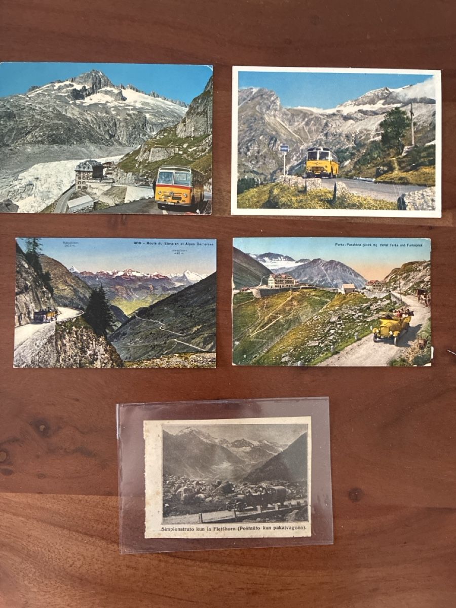 Cartoline postali: 9 Ansichtskarten Schweiz von Postautos Kt. Wallis – Usato da Oftringen venduto da Cla.vD.74