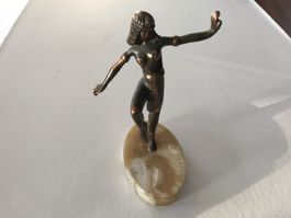 Statuette danseuse orientale Art Déco sur socle onyx