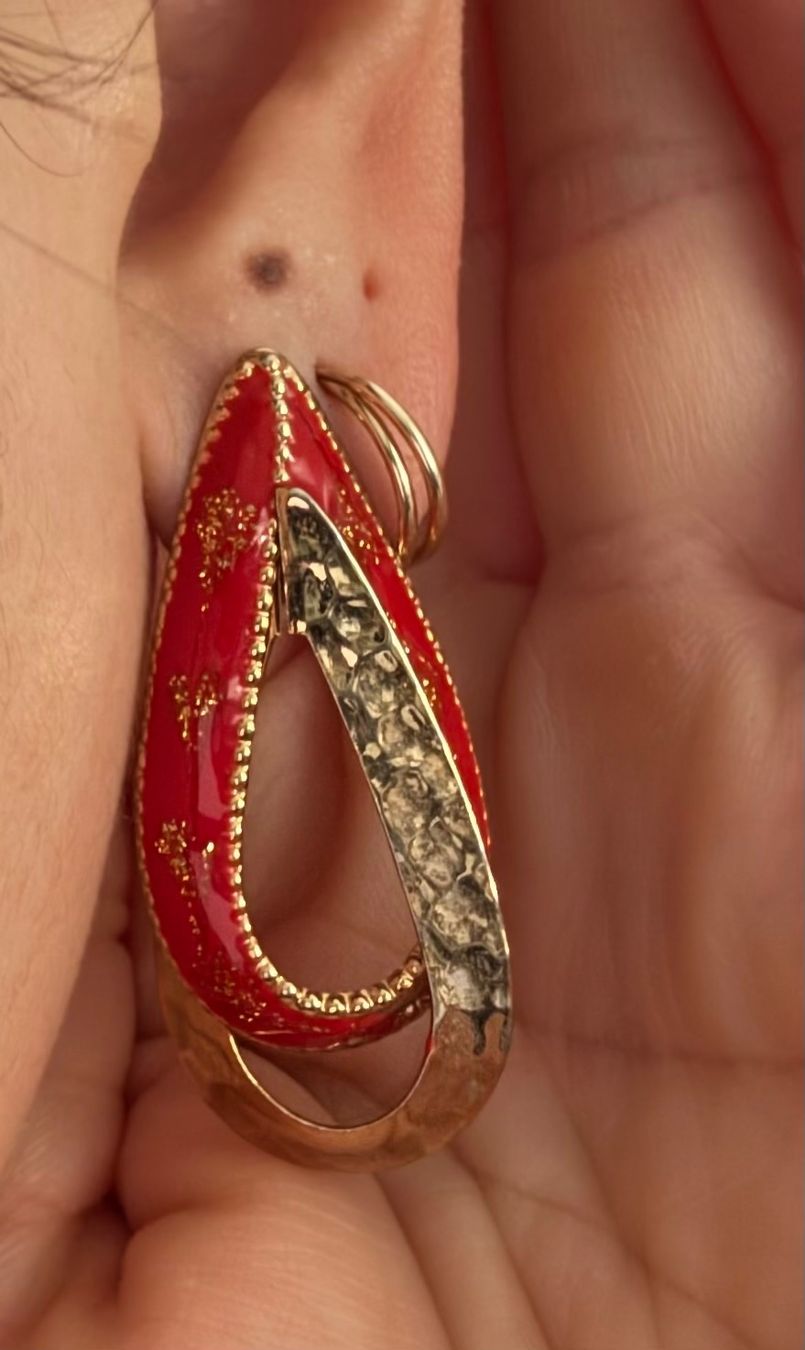 Orecchini pendenti & Orecchini a lobo: Vintage red & gold teardrop earrings – Usato da Zürich venduto da kri_zhv2 2