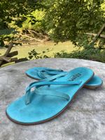Leuchtend türkis Vollleder Sandalen Größe 39