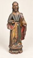 Bedeutende polychrome Andachtsfigur aus Holz 
