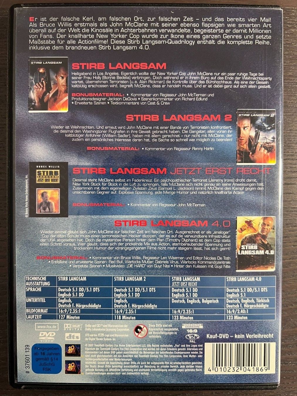 Tutti i DVDs: Stirb langsam Quadrilogy – Usato da Zürich venduto da FilmFreunde 1