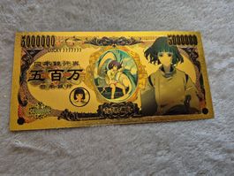 Banknote Ghibli Haku - Spirited Away - Gold Foil Plated