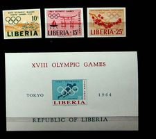 Lberia 1964 Olympische Spiele Mi.Nr. 623B/25B + Block 31B **