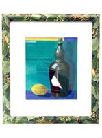 Aquarell "Whisky with frogs* in tollem Stoffrahmen 32x36cm