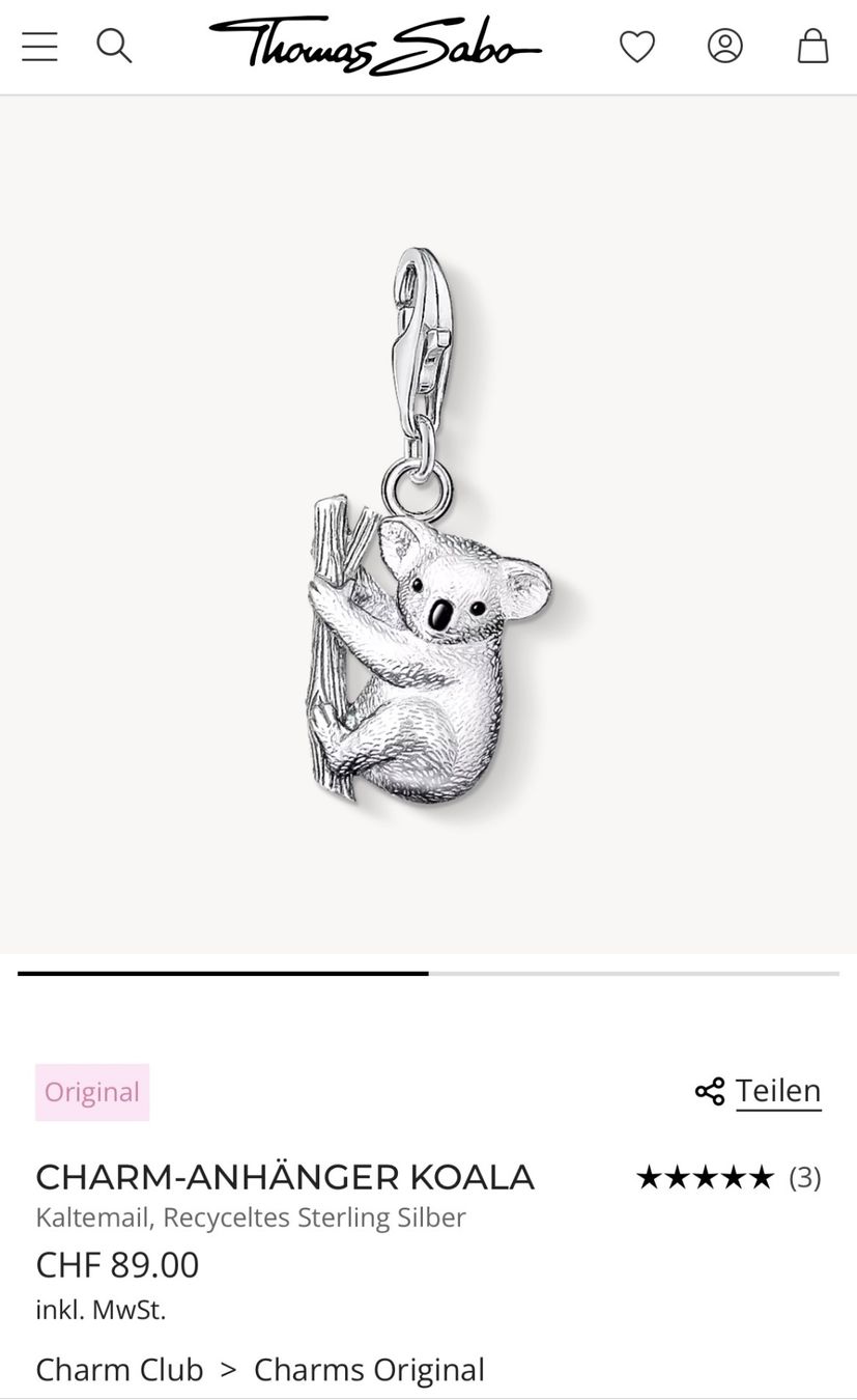 Thomas Sabo Ciondoli: Thomas Sabio Charm Koala – Usato da Zihlschlacht venduto da selinamm