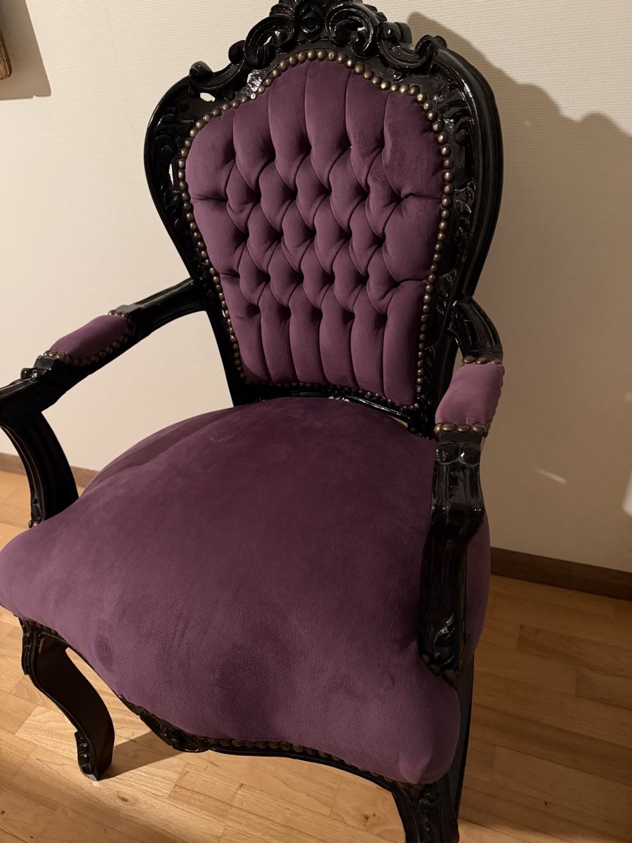 Sessel: Barock Sessel violett schwarz samt – Neu (gemäss Beschreibung) aus Birsfelden von Haex 1