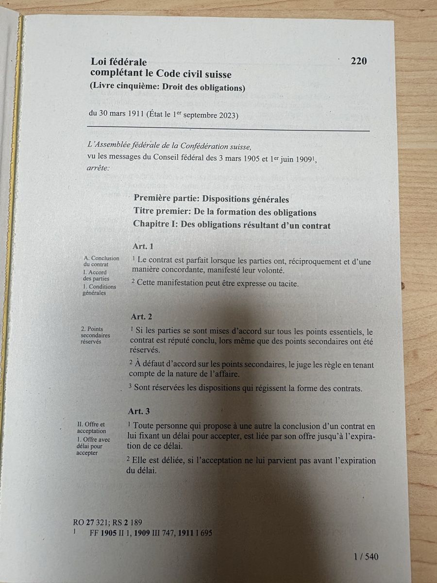 Libri: Code des obligations Suisse - Livre essentiel! – Usato da La Heutte venduto da Overmor66 1