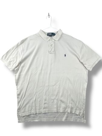Polo Ralph Lauren Blanc logo brodé bleu marine - Taille L
