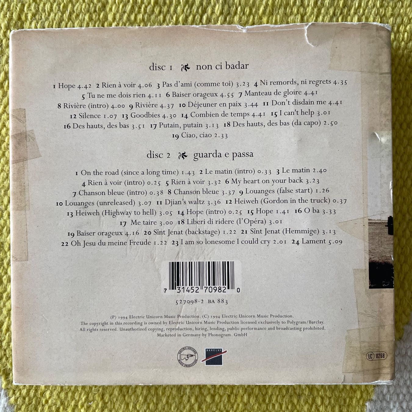 CD: STEPHAN EICHER-2CD NON CI BADAR GUARDA E PASSA (BÜCHLEIN) – Usato da Rorschacherberg venduto da CD-Roli 1