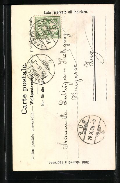 Cartoline postali: AK Sachseln, Dorfplatz mit Kirche, 1906 – Usato da Berlin venduto da bartko-reher 1