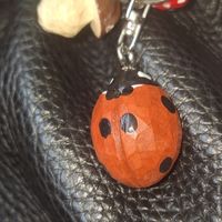 🐞SÜSSER SCHLÜSSEL ANHÄNGER MARIENKÄFER UNIKAT HOLZ HANDMADE