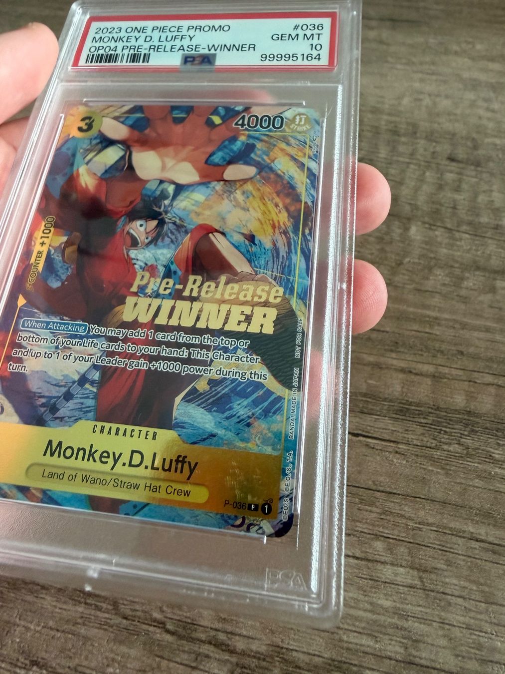 Bandai Carte collezionabili: Monkey D. Luffy - OP04 Pre-Release Winner - ENG - PSA 10 – Nuovo e nell'imballaggio originale da Agno venduto da mrfillcer 2
