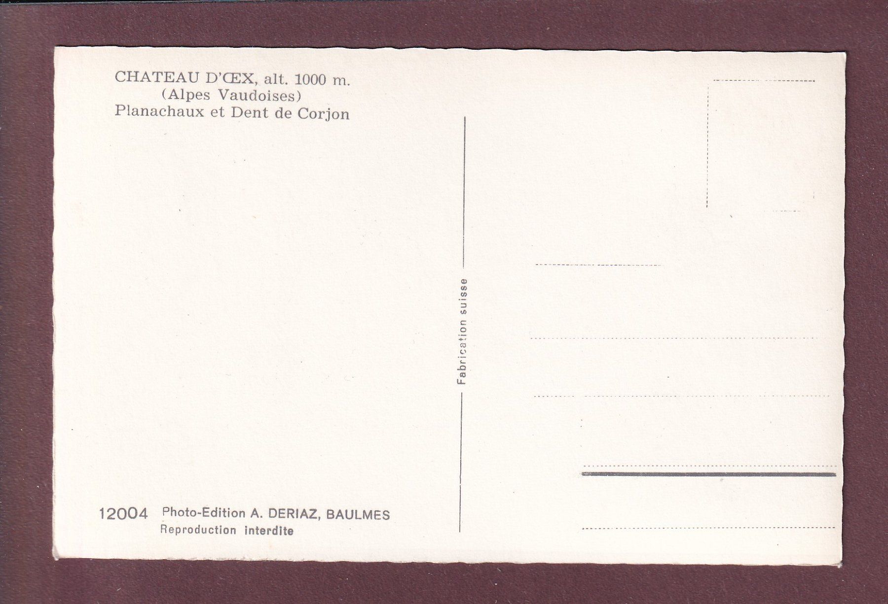 Cartoline postali: Vue aérienne - CHÂTEAU D'OEX – Usato da Pully venduto da nicecards 1