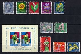 Pro Juventute Sätze 1961-1962 Katalog-Nr. J188-J199, gest.