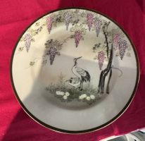 Zierteller Kraniche Wisteria floral gemustert Goldrand Deko