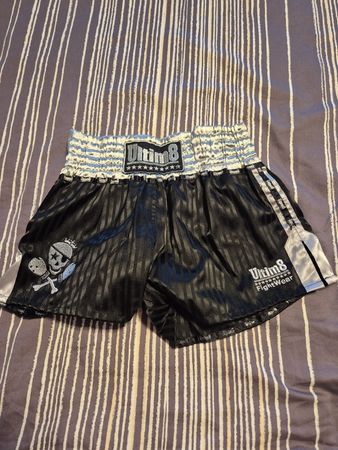 Boxershorts Ultim8 FightWear schwarz silber gestreift