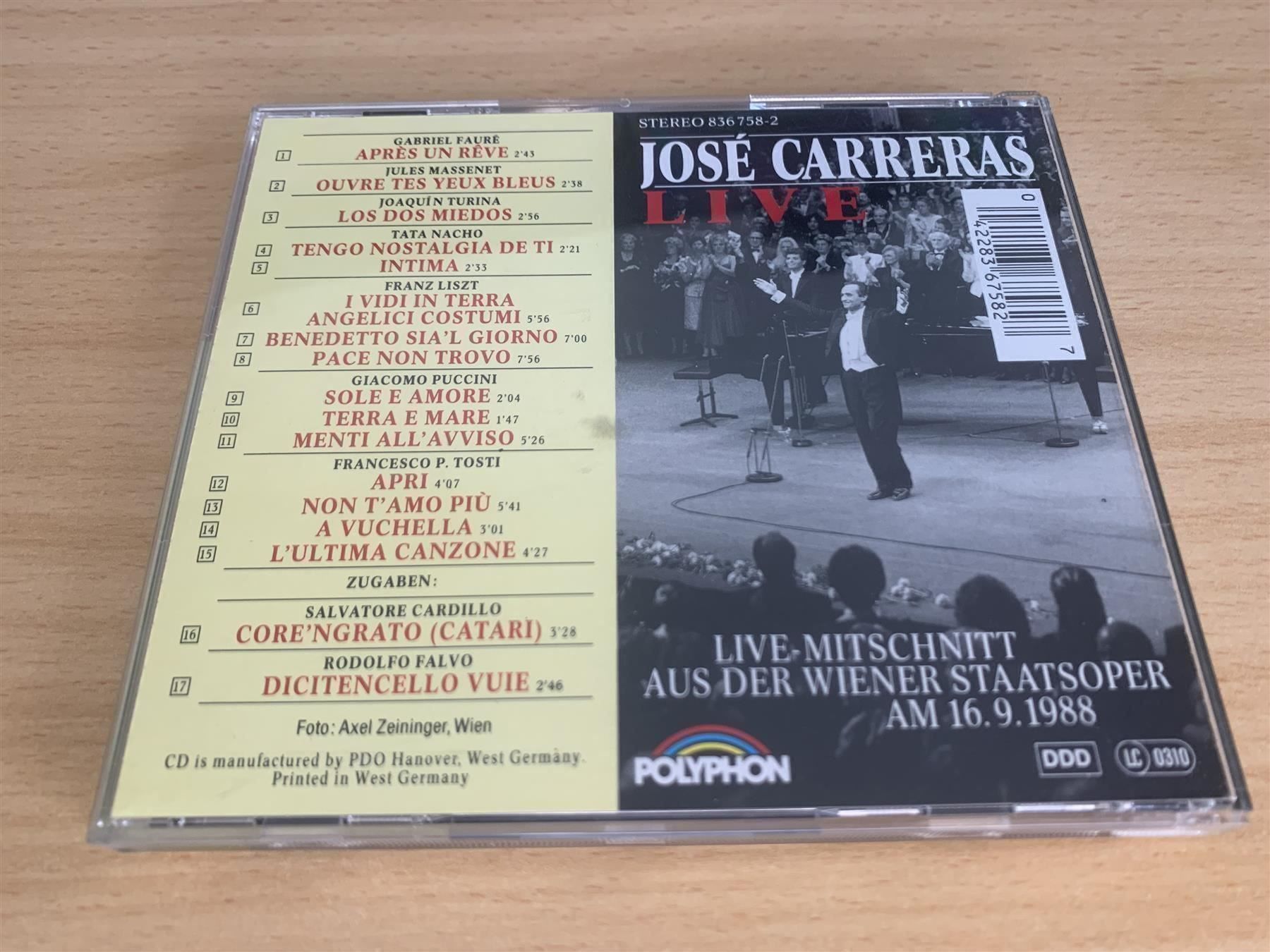 CD: José Carreras – Live – Usato da Rikon im Tösstal venduto da Alpenmutz 1
