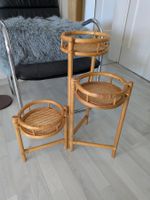 Vintage Mid Century Bambus Rattan Pflanzengestell