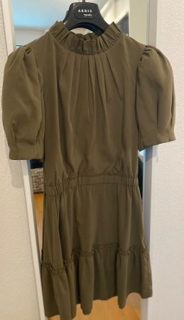 Mini Kleid Alice + Olivia XS olivgrün Puffärmel