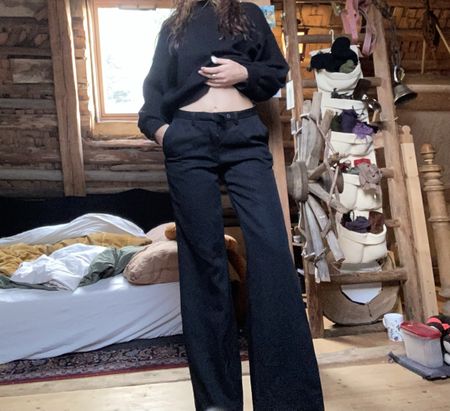 Schwarze wideleg Anzugshose baggy