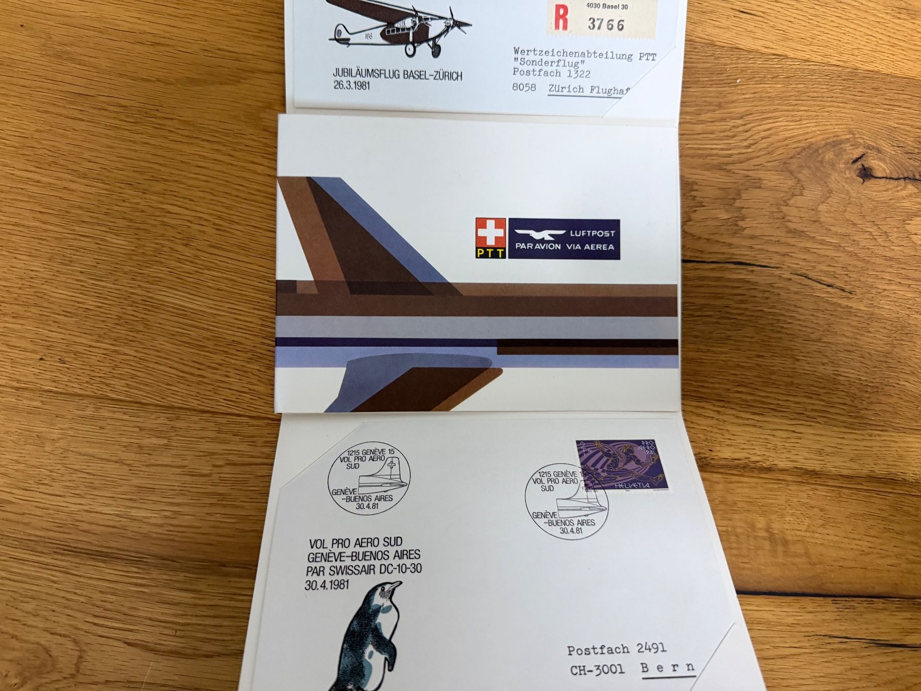 Buste & buste per spedizione: 5 Luftpostkarten, 50 Jahre Jubiläum, 1981, Erni – Usato da Oberhasli venduto da Sicurezza 6