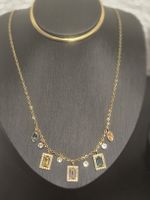 Collier Acier Inox Plaqué Or / Gold Kette Zirkonia 304L Neu