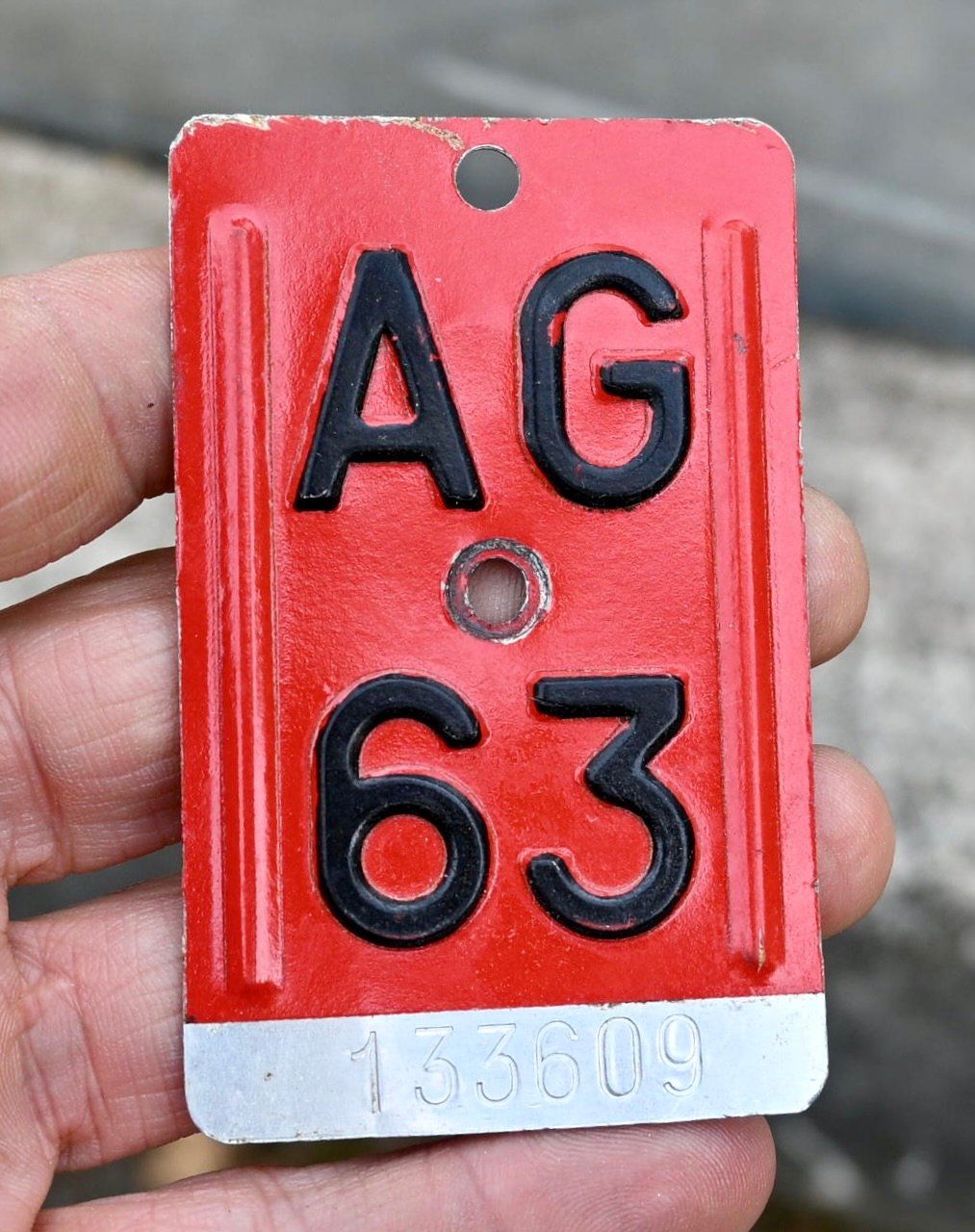Schilder: Velonummer AG 63 von 1963 - Aargau 133609 – Gebraucht aus Pfaffhausen von mono_rec 2