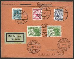 Flugpost Austria Schweiz 1927 Wien Zürich Luftpost