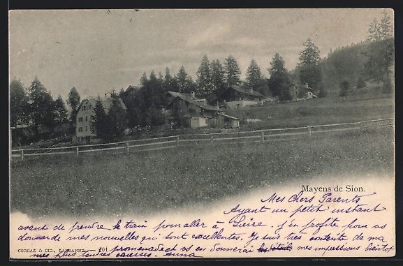 Cartoline postali: AK Mayens de Sion, Panorama, 1903 – Usato da Berlin venduto da bartko-reher