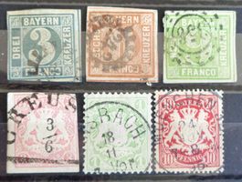 BAVIÈRE - BAYERN: 6 Gestempelte aus 1850–1888