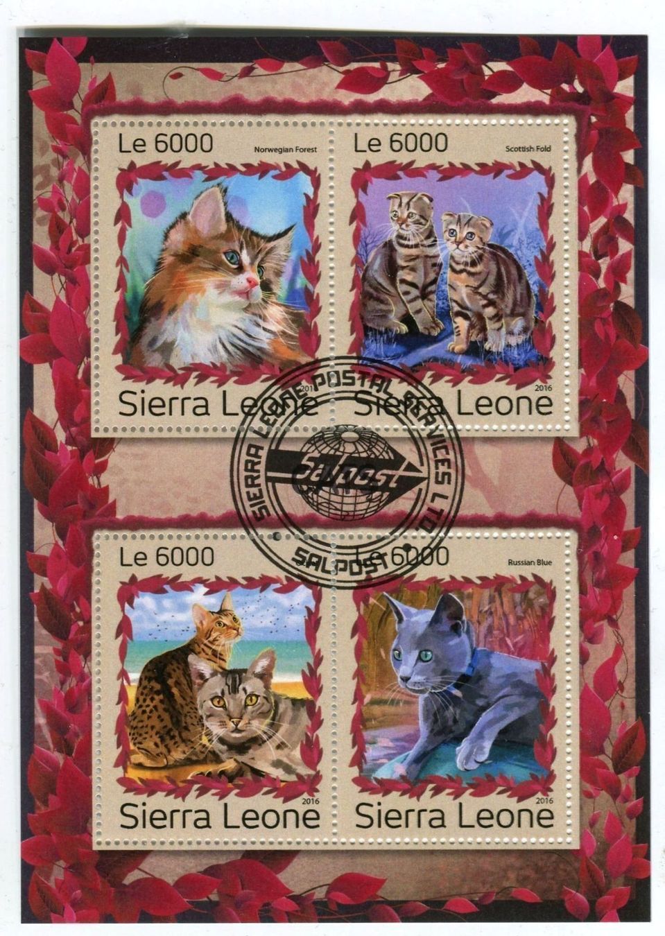 Tous les timbres: Block "Katzen". Sierra Leone. – Neuf avec emballage d'origine à Basel par Butsch5
