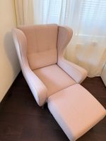 Ohrensessel mit Hocker rosa Stoff guter Zustand gebraucht